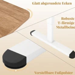 Elektrischer Stehschreibtisch 140 x 70 cm höhenverstellbarer Schreibtisch ergonomischer Sitz-Steh-Schreibtisch Beige/Braun/Natur
