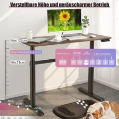Elektrischer Stehschreibtisch mit USB-Ladeanschluss einfache Montage Rustikales Braun