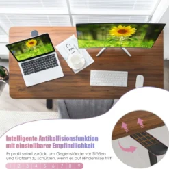 Elektrischer Stehschreibtisch mit USB-Ladeanschluss einfache Montage Rustikales Braun