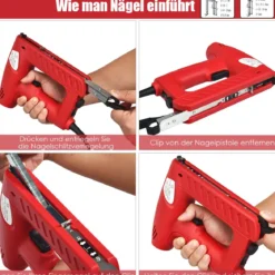 Elektrischer Tacker Nagler Elektrisches Nagelpistolen Kit mit 2000 Tackerklammern Rot