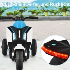 Elektrischer 6V Motorroller für Kinder mit Scheinwerfer 80,5 x 41 x 51,5 cm Weiß + Schwarz + Blau
