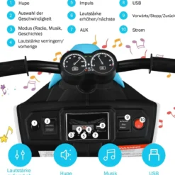 Elektrischer 6V Motorroller für Kinder mit Scheinwerfer 80,5 x 41 x 51,5 cm Weiß + Schwarz + Blau