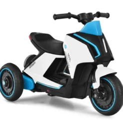 Elektrischer 6V Motorroller für Kinder mit Scheinwerfer 80,5 x 41 x 51,5 cm Weiß + Schwarz + Blau