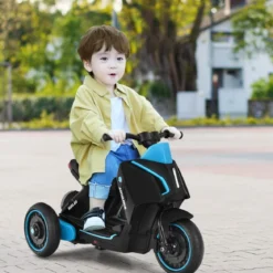 Elektrischer 6V Motorroller mit Lichtern Dreirad Kindermotorrad 80,5 x 41 x 51,5 cm Schwarz + Blau
