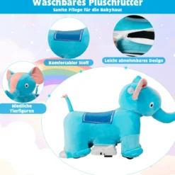 Elektrisches Aufsitzspielzeug in Tierform Plüschauto Spielzeugauto für Kinder ab 3 Jahre Blau
