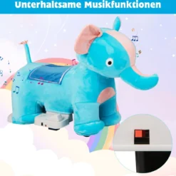 Elektrisches Aufsitzspielzeug in Tierform Plüschauto Spielzeugauto für Kinder ab 3 Jahre Blau