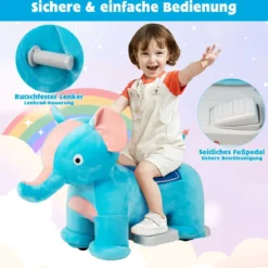 Elektrisches Aufsitzspielzeug in Tierform Plüschauto Spielzeugauto für Kinder ab 3 Jahre Blau
