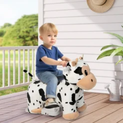Elektrisches Aufsitzspielzeug in Tierform Plüschauto Spielzeugauto für Kinder ab 3 Jahre Weiß