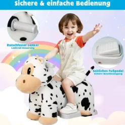 Elektrisches Aufsitzspielzeug in Tierform Plüschauto Spielzeugauto für Kinder ab 3 Jahre Weiß