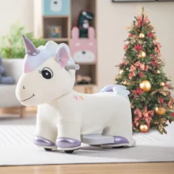 Elektrisches Aufsitzspielzeug in Tierform Plüschauto Spielzeugauto für Kinder ab 3 Jahre Beige