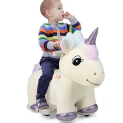 Elektrisches Aufsitzspielzeug in Tierform Plüschauto Spielzeugauto für Kinder ab 3 Jahre Beige