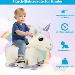 Elektrisches Aufsitzspielzeug in Tierform Plüschauto Spielzeugauto für Kinder ab 3 Jahre Beige