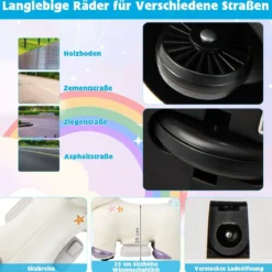 Elektrisches Aufsitzspielzeug in Tierform Plüschauto Spielzeugauto für Kinder ab 3 Jahre Beige