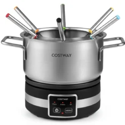 Elektrisches Fondue-Set 1200W Fonduegerät mit Temperaturregle & Abnehmbarem Edelstahl-Topf