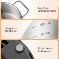 Elektrisches Fondue-Set 1200W Fonduegerät mit Temperaturregle & Abnehmbarem Edelstahl-Topf
