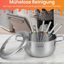 Elektrisches Fondue-Set 1200W Fonduegerät mit Temperaturregle & Abnehmbarem Edelstahl-Topf