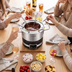 Elektrisches Fondue-Set 1200W Fonduegerät mit Temperaturregle & Abnehmbarem Edelstahl-Topf