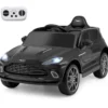 Elektrisches Kinderauto Aston Martin lizenzierter Elektrofahrzeug mit Hupe Musik & LED-Lichtern Schwarz