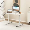 Elektrisches Stehpult ergonomischer Computertisch verstellbarer PC-Tisch Weiß