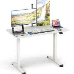 Elektrisches Stehpult ergonomischer Computertisch verstellbarer PC-Tisch Weiß