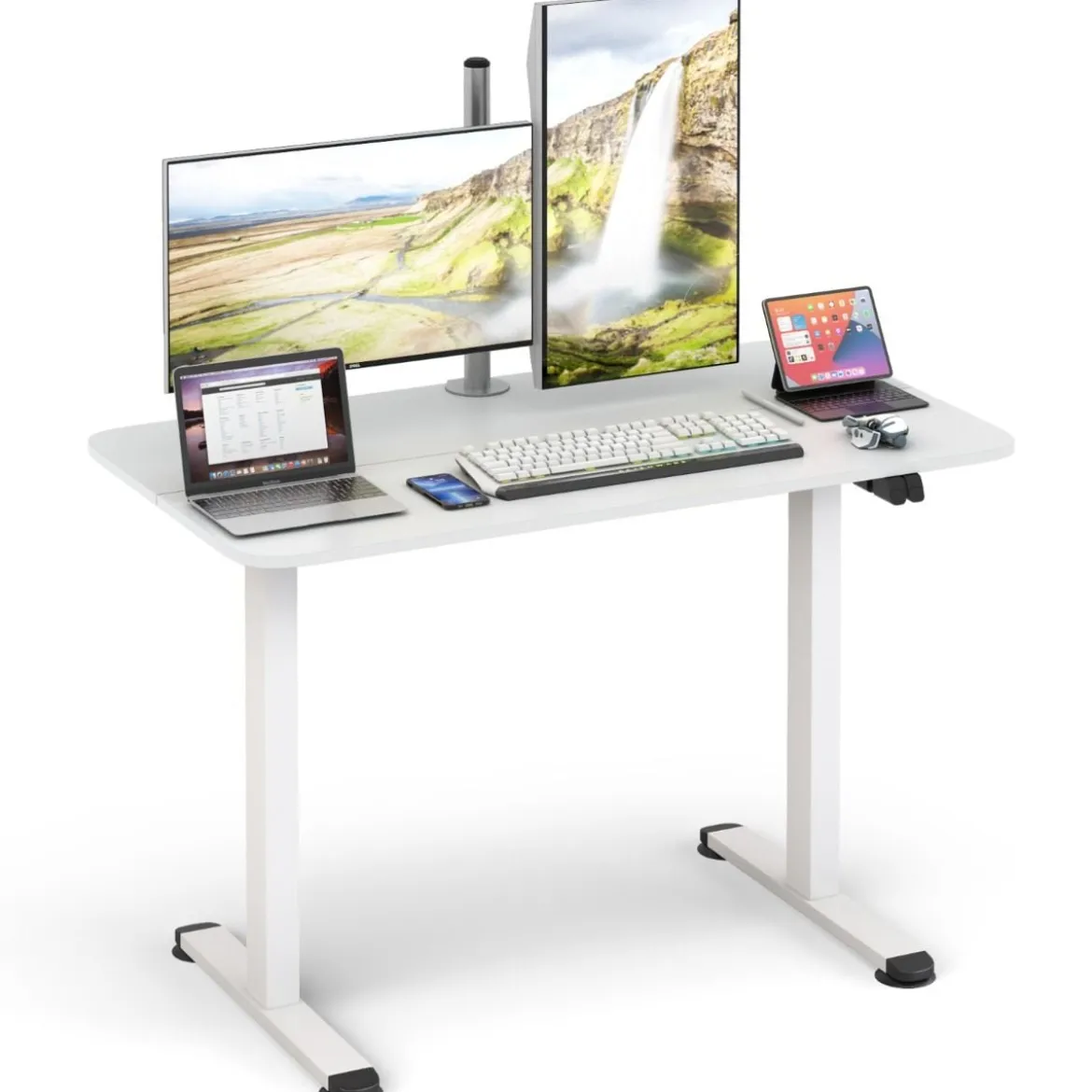 Elektrisches Stehpult ergonomischer Computertisch verstellbarer PC-Tisch Weiß