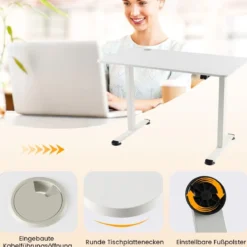 Elektrisches Stehpult ergonomischer Computertisch verstellbarer PC-Tisch Weiß