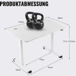 Elektrisches Stehpult ergonomischer Computertisch verstellbarer PC-Tisch Weiß