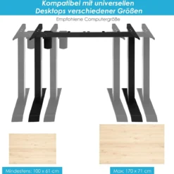 Elektrisches Stehpultgestell höhenverstellbar Tischgestell Pultgestell Schwarz