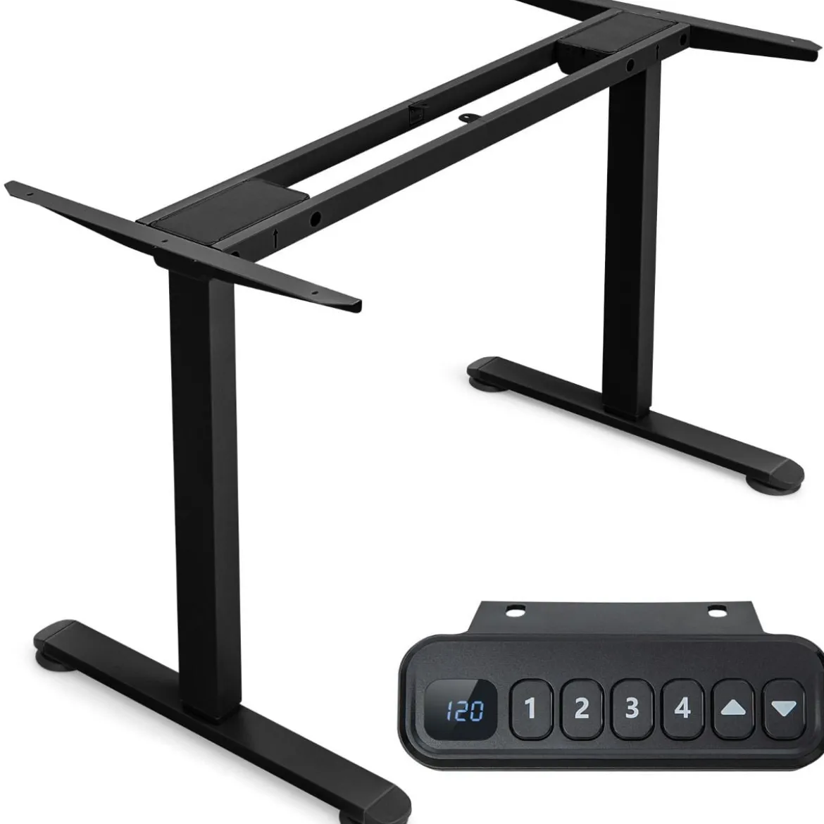 Elektrisches zweimotoriges Tischgestell Pultgestell höhenverstellbar 109-151 x 59 x 70-120 cm Schwarz