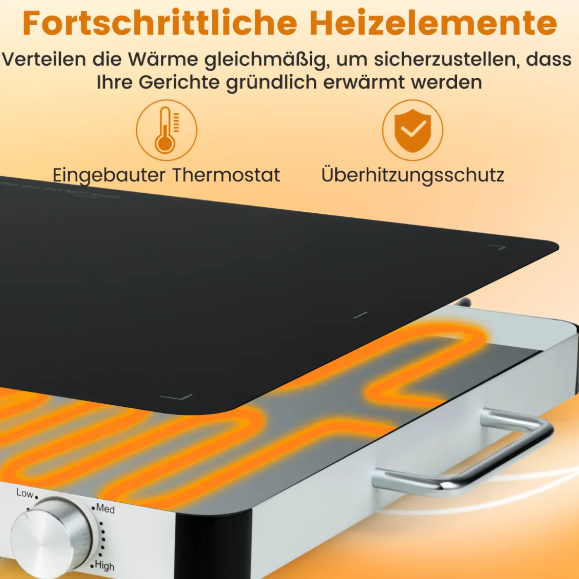 Elektrische Warmhalteplatte mit Einstellbarer Temperatur Speisewärmer 48 x 32 x 4 cm