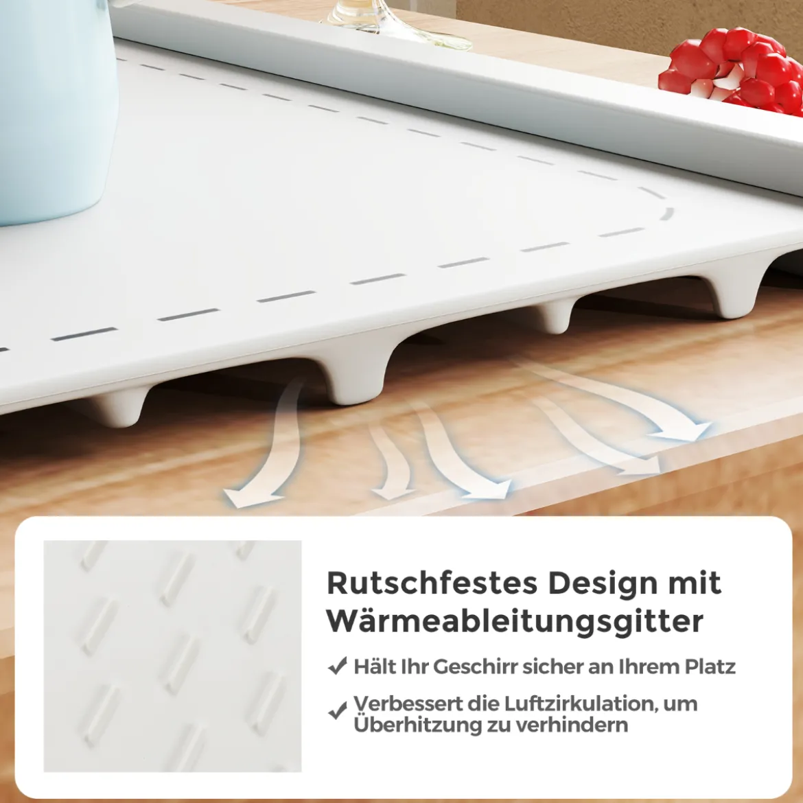 Elektrische Wärmematte Rollbare Warmhalteplatte Silikon Speisewärmer für Lebensmittel Weiß