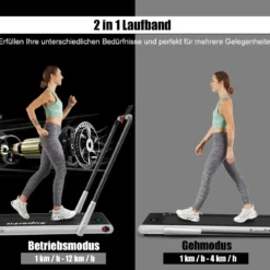 Elektrisch Laufband 1-12km/h LED Display Klappbar Heimtrainer Fitnessgerät 120kg Silber