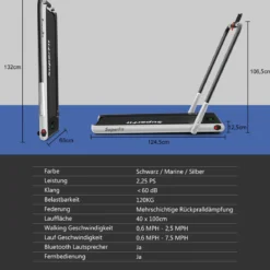 Elektrisch Laufband 1-12km/h LED Display Klappbar Heimtrainer Fitnessgerät 120kg Silber