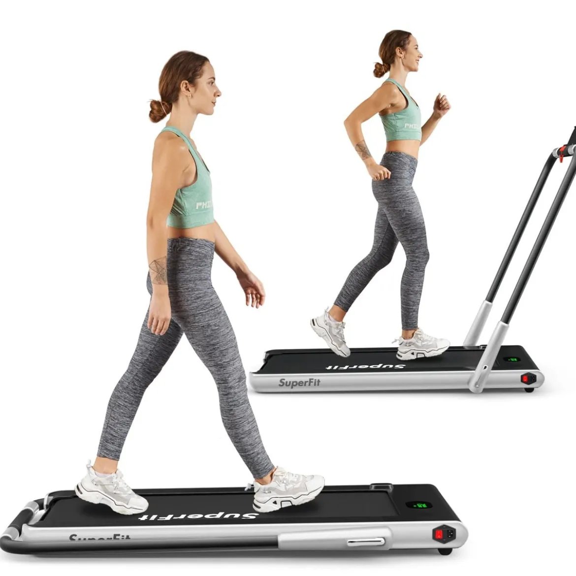 Elektrisch Laufband 1-12km/h LED Display Klappbar Heimtrainer Fitnessgerät 120kg Silber