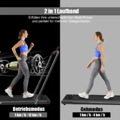 Elektrisch Laufband 1-12km/h LED Display Klappbar Heimtrainer Fitnessgerät 120kg Schwarz