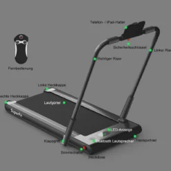 Elektrisch Laufband 1-12km/h LED Display Klappbar Heimtrainer Fitnessgerät 120kg Schwarz