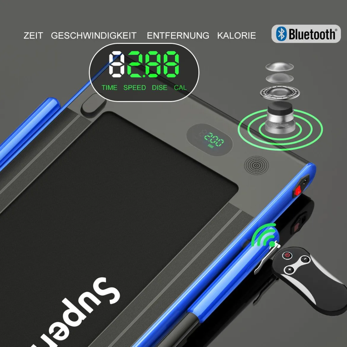 Elektrisch Laufband 1-12km/h LED Display Klappbar Heimtrainer Fitnessgerät 120kg Navy