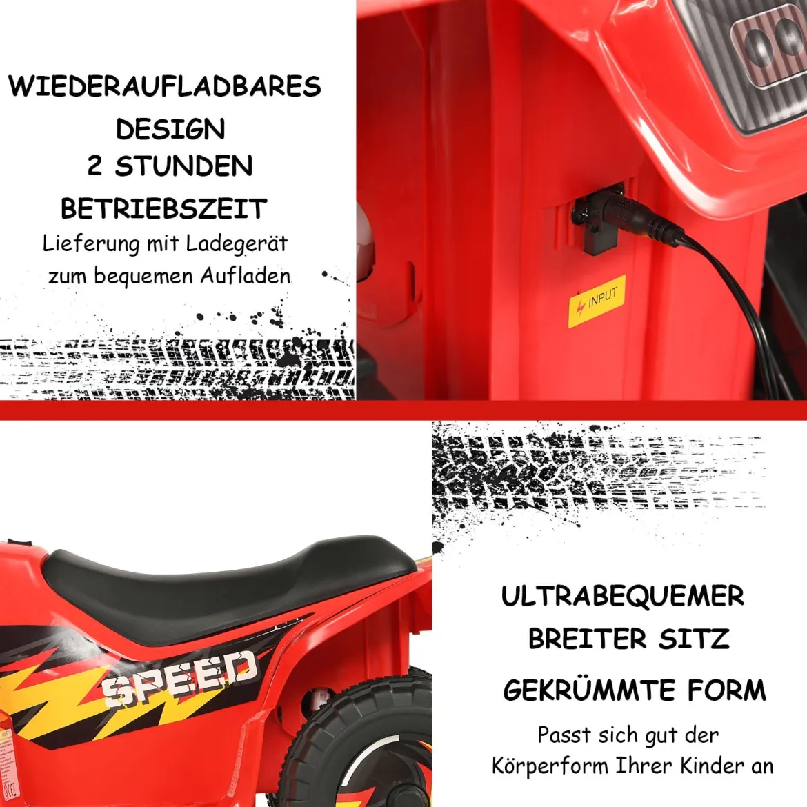 Elektroauto für Kinder Elektro Kinderquad Kindermotorrad 73 x 40 x 44,5 cm