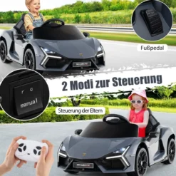 Elektroauto für Kinder Lamborghini Revuelto 12V Elektro Kinderauto mit LED Scheinwerfer Grau/Orange