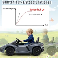 Elektroauto für Kinder Lamborghini Revuelto 12V Elektro Kinderauto mit LED Scheinwerfer Grau/Orange