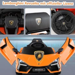 Elektroauto für Kinder Lamborghini Revuelto 12V Elektro Kinderauto mit LED Scheinwerfer Grau/Orange