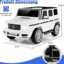 Elektroauto für Kinder Mercedes Benz G500 Kinderauto Elektro mit Fernsteuerung Weiß