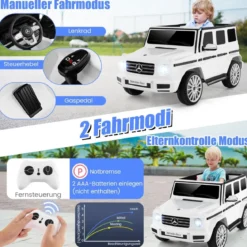 Elektroauto für Kinder Mercedes Benz G500 Kinderauto Elektro mit Fernsteuerung Weiß