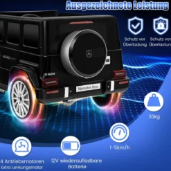 Elektroauto für Kinder Mercedes Benz G500 Kinderauto Elektro mit Fernsteuerung Schwarz