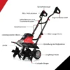 Elektro Bodenhacke mit 6 Hackmesser & 2-Punkt-Sicherheitsschalter 1500W Gartenfräse Rot