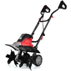 Elektro Bodenhacke mit 6 Hackmesser & 2-Punkt-Sicherheitsschalter 1500W Gartenfräse Rot