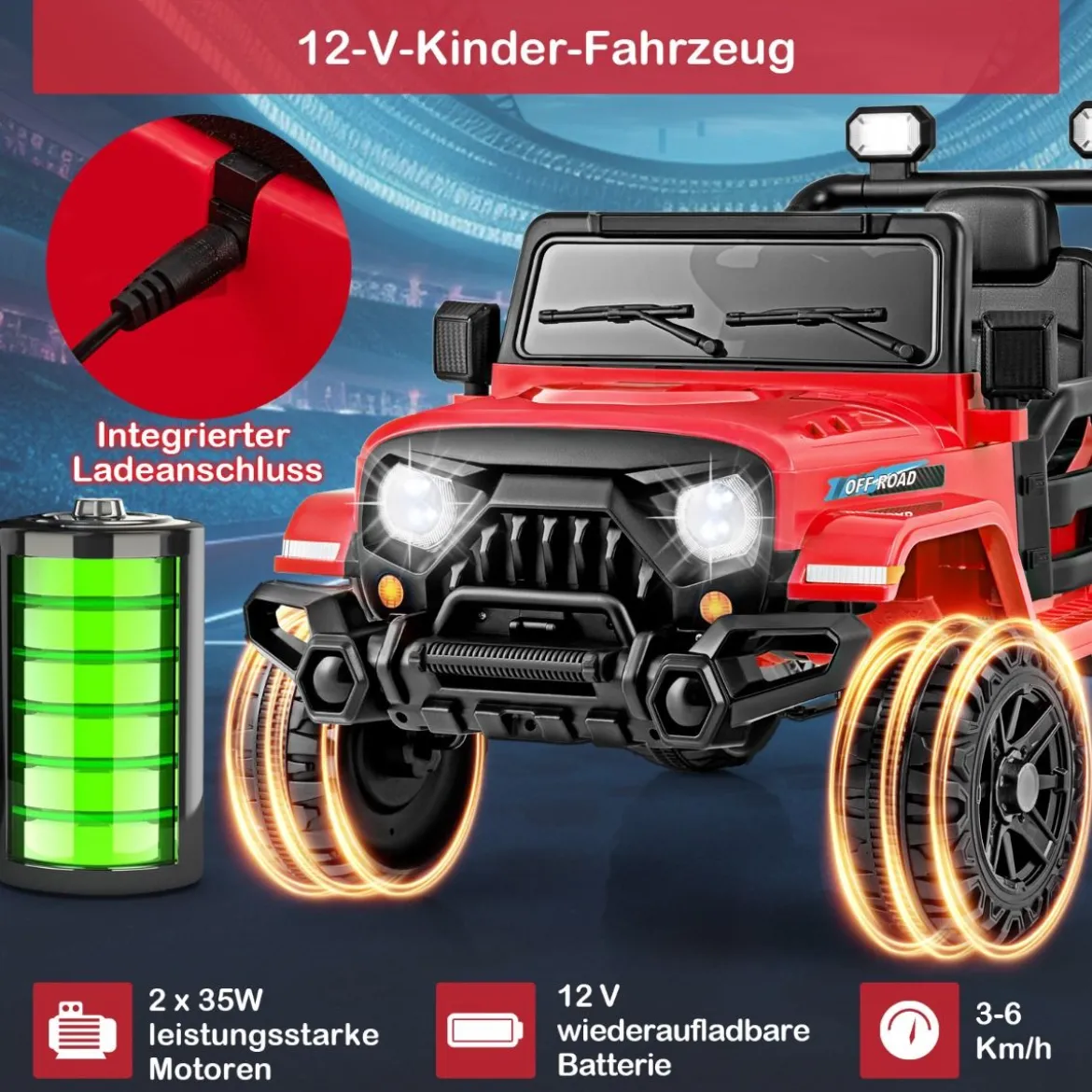 Elektrofahrzeug mit Fernsteuerung & Geländerädern & LED-Leuchten Truck