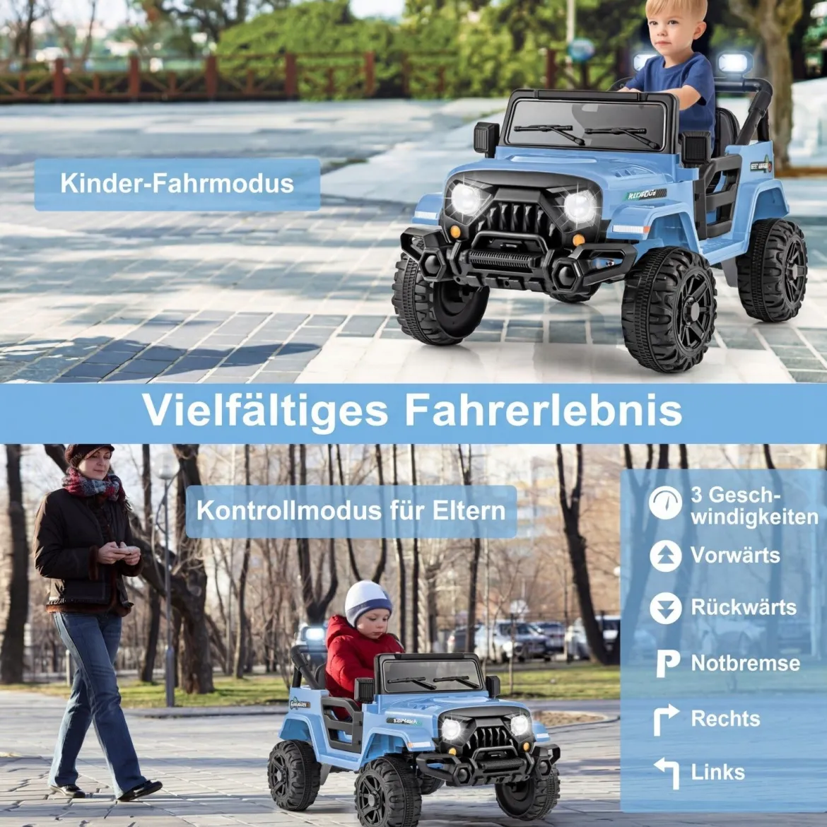 Elektrofahrzeug mit Fernsteuerung & Geländerädern & LED-Leuchten Truck