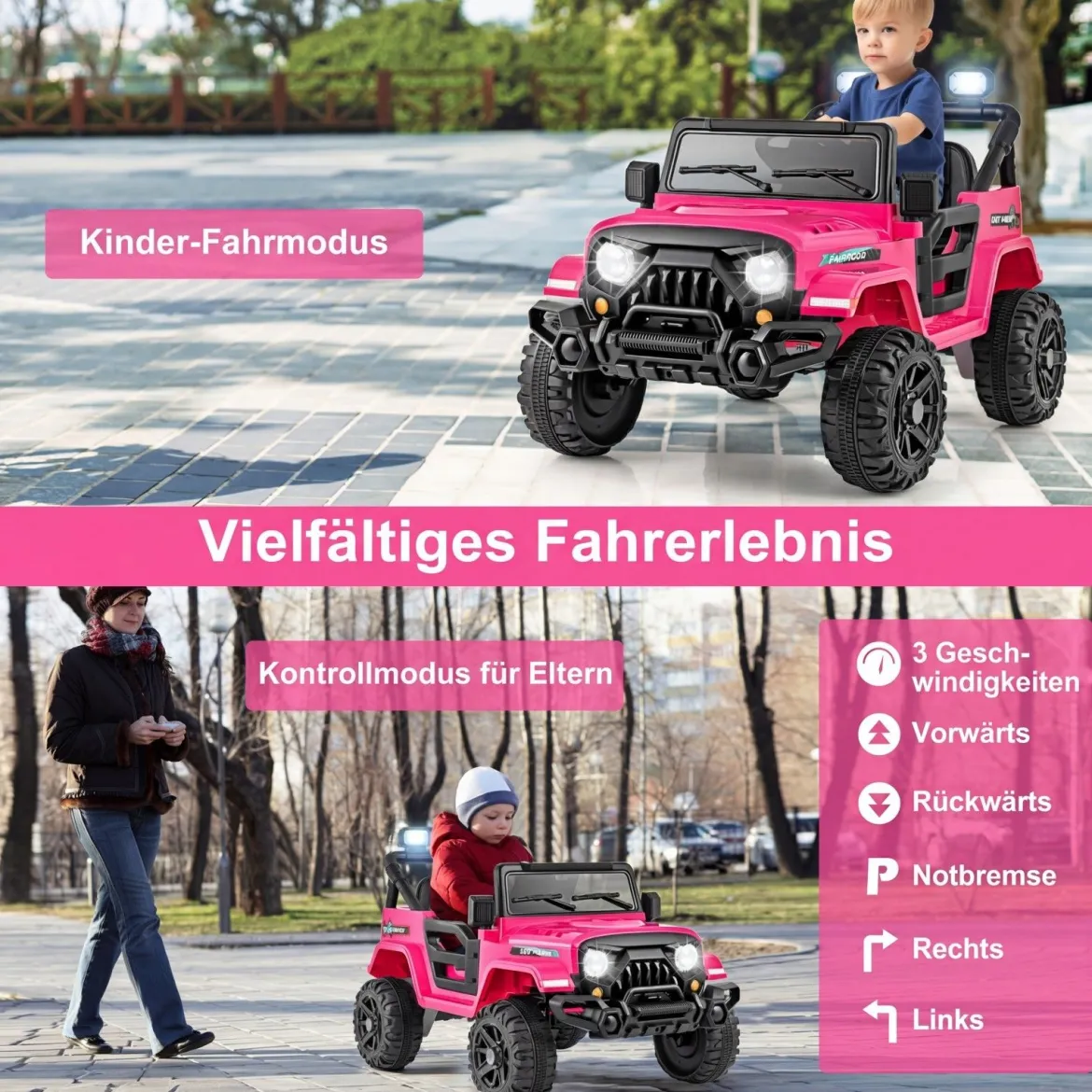 Elektrofahrzeug mit Fernsteuerung & Geländerädern & LED-Leuchten Truck