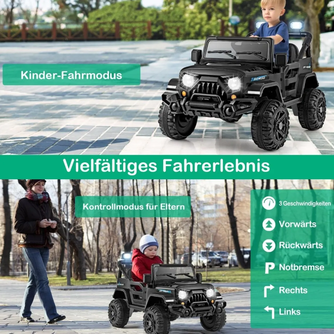 Elektrofahrzeug mit Fernsteuerung & Geländerädern & LED-Leuchten Truck